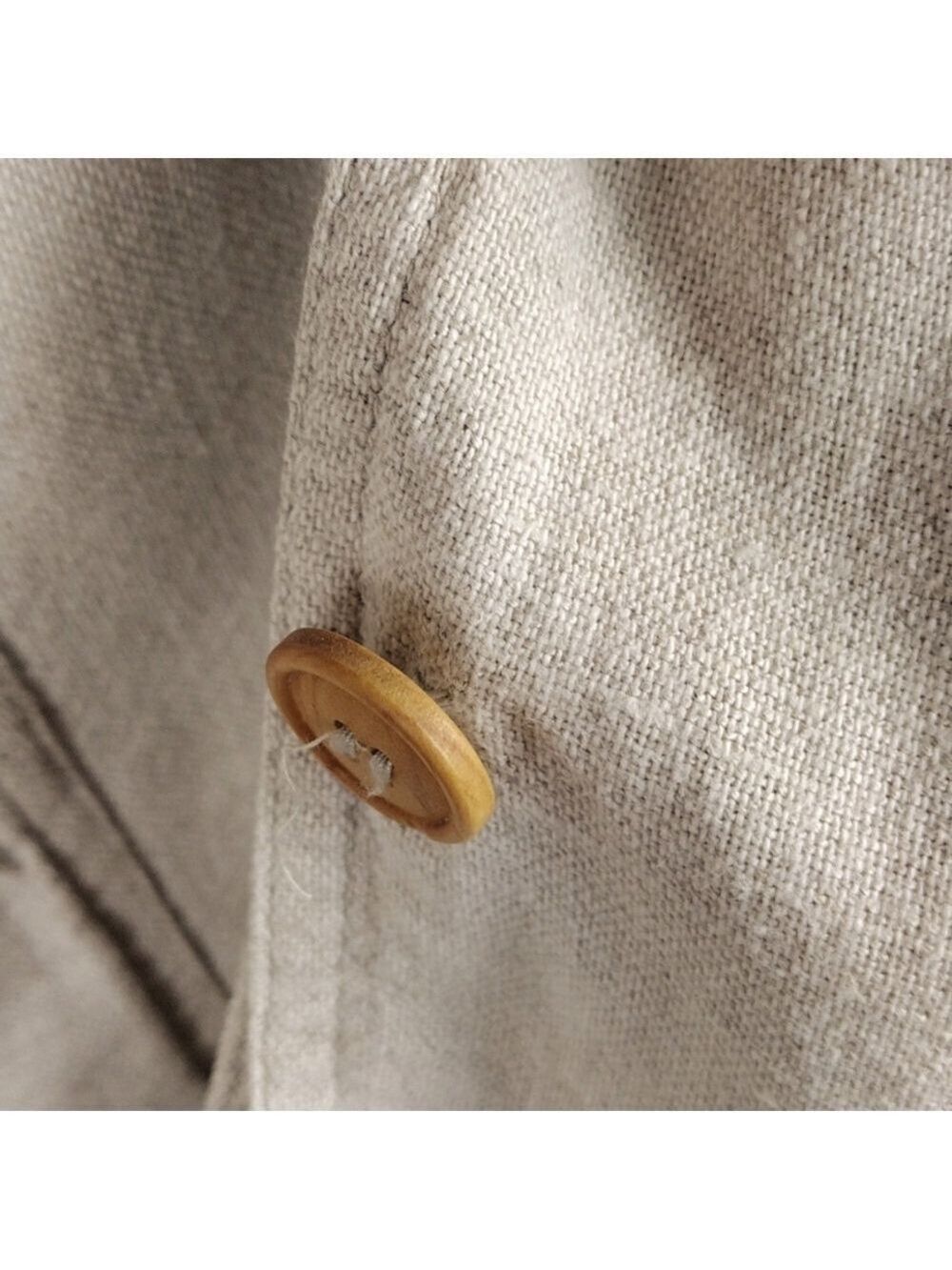 Lizsport Petite Natural Linen Blend One Notched Two Button Classic Blazer Jacket - Picture 15 of 16